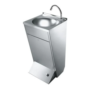 Évier portable en acier inoxydable pour le lavage des mains avec eau chaude et froide, pédale et réservoir d'eau pour usage commercial extérieur - Product Image 1