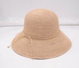 Đẹp Chính Xác Crochet Thanh Lịch Tay Dệt Raffia Rơm Crochet Hat Phụ Nữ Mũ Có thể In Xô Mũ Với Vòng Top - Product Image 1