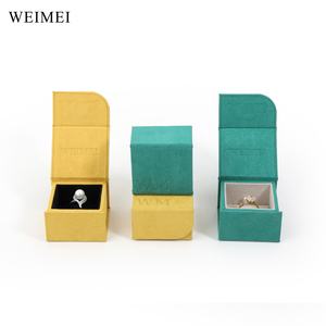 Boîte à bijoux en velours vert WEIMEI avec rabat magnétique, pour bagues, boucles d'oreilles, colliers, boîte de présentation de bijoux pliable en velours - Product Image 2