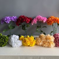 Buket Bunga Hydrangea Sutra Buatan 5 Tangkai, Rumbai Padat, Bunga Kecil, Cocok untuk Dekorasi Dinding Bunga di Aula Pernikahan