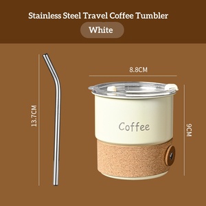 Kingze - Taza de Café de Acero Inoxidable de 14 oz al por Mayor, con Funda de Corcho, Antiderrames, Reutilizable, para Viajes en Auto, Oficina - Product Image 5