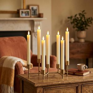 Battery Operated Ivory Plastic Light 10 Key Remote Control <b>Candle</b> Stick LED <b>Taper</b> <b>Candle</b> - Product Image 6