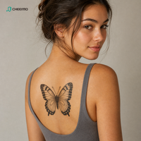 Autocollant de tatouage temporaire aux pigments végétaux, décalcomanie à transfert d'eau, tatouage corporel, papier de support pelable pour la peau, cadeau de fête