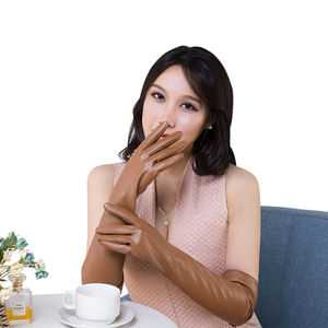 Custom Logo Women Winter PU <b>Leather</b> Gloves Touch Screen Breathable Long Opera Evening <b>Dress</b> Gloves - Product Image 1