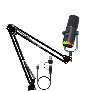 专业 USB 和 XLR 播客录音动态麦克风支架 游戏 RGB 灯光 USB 动态麦克风，适用于播客视频流媒体 - Product Image 1