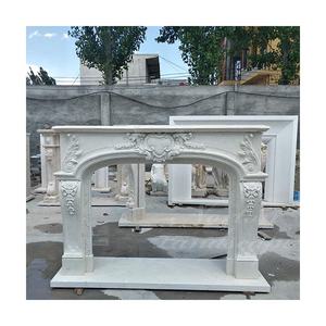 Chimeneas de mármol blanco independientes de diseño francés de lujo, chimenea tallada a mano para uso en interiores y exteriores, piedra elegante para dormitorio - Product Image 4