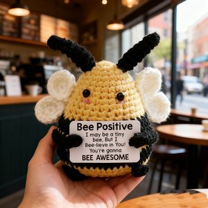 Peluche Bee Positive Pun Plush : Cadeaux pour le moral de l'équipe et la préparation aux examens pour collègues et étudiants, Décoration de bureau joyeuse, Poupée en crochet - Product Image 6