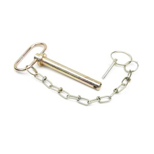 Goupille d'attelage robuste zinguée avec chaîne de sécurité et goupille de verrouillage à clip pour remorque de tracteur et équipement agricole - Product Image 1