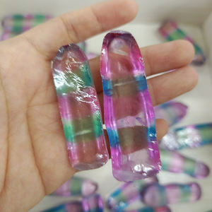 Paraiba non taillée et 18 #   Matériaux bruts de corindon bicolore, pierres précieuses synthétiques brutes pour la fabrication de pierres précieuses en vrac - Product Image 6