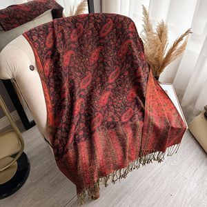 Scialle 2025 nuovo lusso in Cashmere Cashmere donna etnico Paisley nappa Jacquard sciarpa calda per l'autunno Hijab grande frangia pronta per la spedizione - Product Image 2