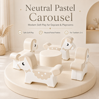 Manège Souple Personnalisé Pastel pour Enfants, Équipement de Jeux Intérieur, Carrousel Neutre, Manège Rotatif pour Tout-Petits, Centre de Jeux