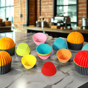 Bestseller: Wiederverwendbare Runde Silikon-Muffinförmchen in Regenbogenfarben, Lebensmittelechte Cupcake-Förmchen für die Küche, Backzubehör und Kuchenformen - Product Image 3