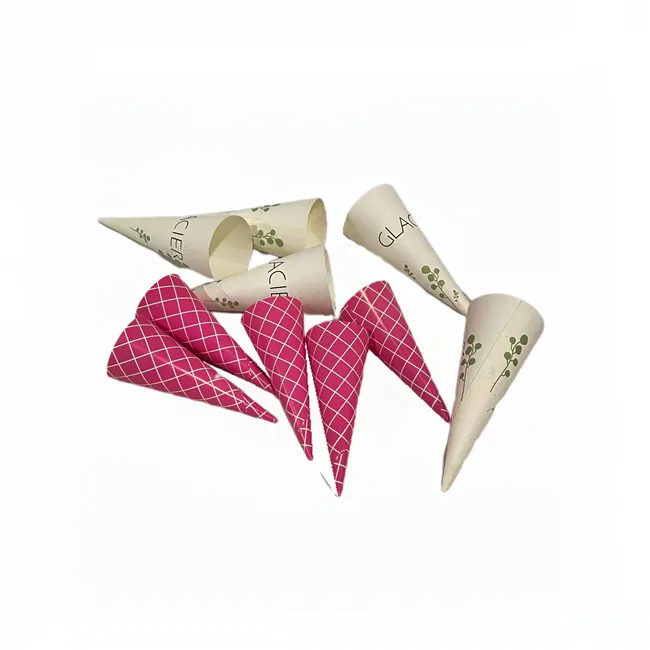 Manga de cone para creme de gelo estampada, embalagem personalizada, l, cone, manga de papel, cone