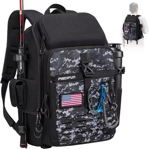 Sac à dos de pêche gratuit, grand sac de pêche avec porte-cannes, 4 boîtes à pêche et housse de protection contre la pluie - Product Image 1