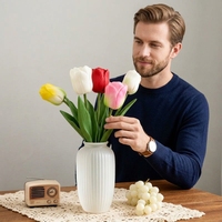 Grandes fleurs artificielles en PU en forme de tulipe, bouquet de fleurs de mariage, fausses tulipes, décoration de la maison, arrangement floral pour table de fête