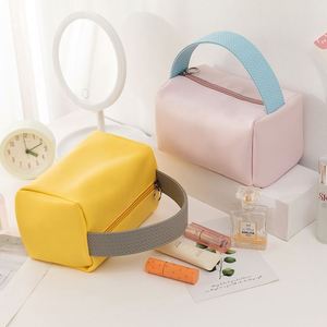 PU Letter Pattern <b>Medium</b> Capacity Waterproof Cosmetic & for Bag Fashion Travel Soft Handle Portable <b>Handbag</b> with Zipper - Product Image 3