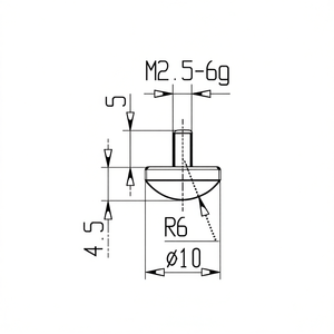 Puntas de Medición para Comparadores M2.5 6g R6 10, Sensor de Posición Lineal - Product Image 1