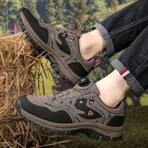 Chaussures de randonnée pour hommes, bout rond, tige synthétique, doublure en maille, semelle extérieure en caoutchouc, imperméables, antidérapantes, respirantes, pour la marche en plein air en automne - Product Image 1