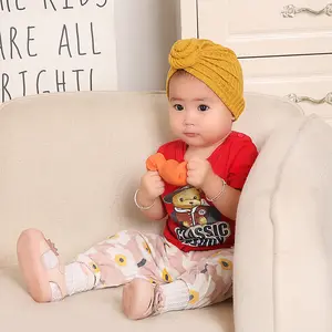 Bebê gorros de lã pulôver bebê caracol gorros indianos cap waffle infantil malha elástica headwrap