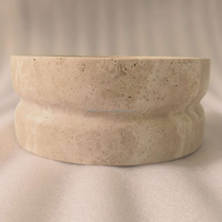 Vente en gros d'usine, gamelle de luxe moderne pour animaux de compagnie, motif marbre travertin beige, finition polie, pour villa