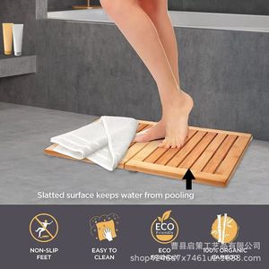 Tapis de douche pliable en bambou 24x18 pouces, antidérapant, rectangulaire, pour usage intérieur, extérieur et spa - Product Image 5