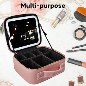 Caja de almacenamiento de cosméticos de escritorio de gran capacidad, bolsa de <span class=keywords><strong>maquillaje</strong></span> portátil impermeable <span class=keywords><strong>con</strong></span> espejo de <span class=keywords><strong>luz</strong></span> LED <span class=keywords><strong>para</strong></span> viajes - Product Image 6