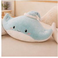 Coussin en peluche personnalisé Raie manta Kawaii, jouets en peluche doux animaux marins, décoration intérieure, cadeaux pour enfants, vente directe d'usine, vente en gros