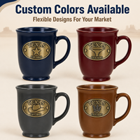 Mug à café en céramique souvenir touristique du Texas (USA), style américain, en grès, avec logo en cuivre, personnalisable OEM ODM, vente en gros