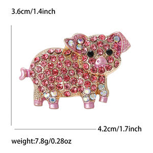 Mignon délicat strass petit <span class=keywords><strong>cochon</strong></span> rose <span class=keywords><strong>broche</strong></span> femmes manteau Cardigan événement fête sac à dos décoratif vêtements accessoires - Product Image 4