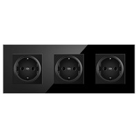 Enchufe de pared estándar de la UE de 228*86mm Triple 16A con Panel de vidrio templado 3 salidas de CA de Alemania para el hogar