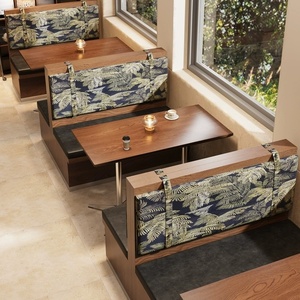 Conjunto de Muebles de Madera Sólida para Restaurante Comercial, Personalizado, Estilo del Sudeste Asiático, Asientos Tipo Booth, Mesa Retro Francesa, Estilo Cafetería Occidental - Product Image 3