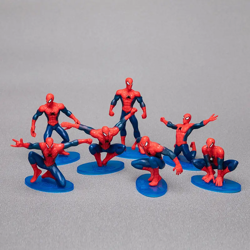 Children's Birthday Cake Ornament 7 Pcs/set Solid PVC Spiderman Marve1 Action Figure movies character toys