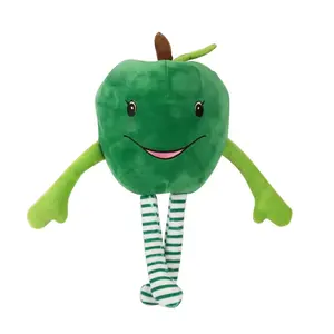 High Quality Custom OEM ODM Super Soft Kawaii Stuffed Fruit Green Soft Apple Plush Doll Toy For Kids Company Gifts