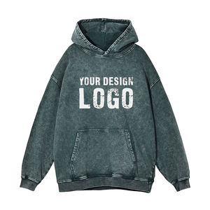 Sweat-shirts pour hommes en coton lourd délavé style streetwear automne-hiver, mode décontractée, épaules tombantes, sweat-shirts oversize pour hommes - Product Image 6