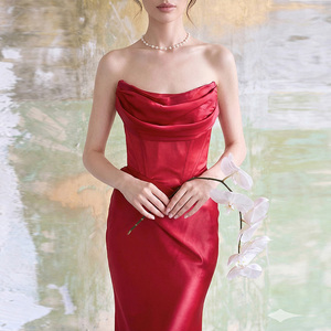 Robe de soirée élégante en satin ZYHT <span class=keywords><strong>75192</strong></span> pour femme, corset taille haute, dos nu, sexy, sans bretelles, pour soirée de remise de diplôme, événements formels - Product Image 2