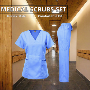 42020 Ensembles de blouses médicales uniformes d'hôpital à manches courtes unisexe en stock vente en gros pas cher - Product Image 2