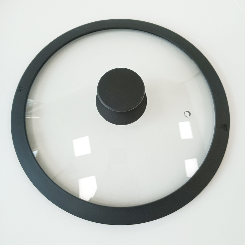 Black silicone rim glass lid