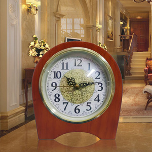 Solid Wood Table <b>Clock</b> Oval Shape Silent Movement European Style Desk <b>Clock</b> - Product Image 1