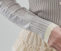Cardigan en tricot pour femme, style français, col Claudine contrastant, fabrication artisanale de qualité