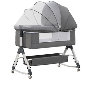 Xách tay Gấp chiều cao có thể điều chỉnh mới sinh trẻ mới biết đi nôi nôi em bé giường du lịch di động cũi với màn chống muỗi - Product Image 1