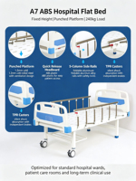 Lit médical manuel en métal Lisen pour hôpital, soins infirmiers à domicile, maison de retraite, multifonctionnel, CE ISO