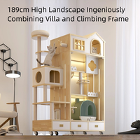 Personnalisé grand 5 étages moderne intérieur chat maison multi-chat bois Villa Cage bouton extérieur mobilier pour animaux de compagnie zone de couchage publique