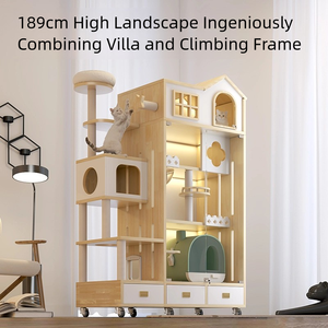 カスタム大型5階建てモダン屋内キャットハウスマルチ猫ウッドヴィラケージボタン屋外ペット家具公共寝室 - Product Image 2