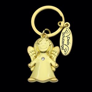 Gold Color 3D Angel Keychain with Soft Enamel Engraved Custom Metal Keychain for Anniversary Gifts - Product Image 1