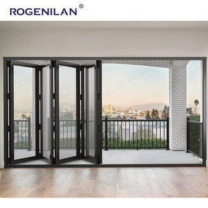 Rogenilan AS2047 CE esterno doppio vetro Lowe alluminio <span class=keywords><strong>Bi</strong></span> pieghevole porta balcone finestra Bifold porte a fisarmonica - Product Image 3