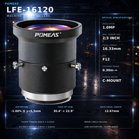 Objectif industriel FA 16,33 mm 1MP 2/3 pouces à monture C, faible distorsion F12 avec verrous de mise au point et d'iris pour vision industrielle LFE-16120