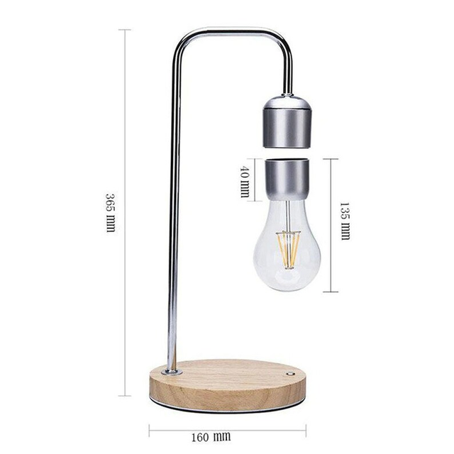 Floating Bulb Desk Lamp Levitating Bulb Night Light Minimalistic Magnetic Bulb Lamp with Wireless Phone Charger in Silver