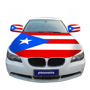 Free Standing National Country 3.3X5FT Spandex Fabric 100% Polyester Puerto Rico Flag Car Bonnet Banner Car Engine Hood Cover