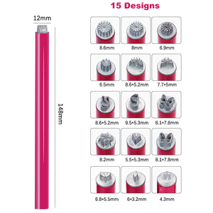 Lot de 6/10/15 tampons à ongles en forme de cœur, en métal, fleurs, papillon, en rose, <span class=keywords><strong>pour</strong></span> ongles - Product Image 3