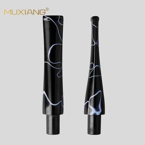 Muxiang Acrylic Pipe Mouthpiece 9mm Bent Type Coffee Pattern Reusable Smoking Pipe Accessory - Product Image 2
